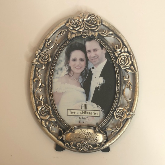 Ganz Silver Floral 5x7 Photo Frame, “Happy Anniversary” - Picture 4 of 5